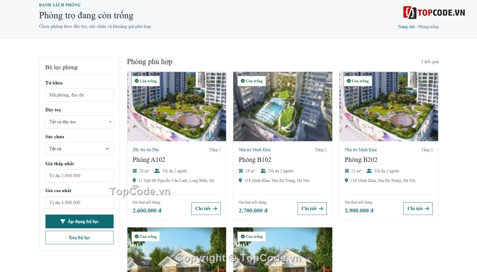Website quản lý,quản lý trọ,code quản lý nhà trọ